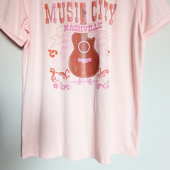Pink and red Nashville Music City western short sleeve tee size M - Picture 7 of 7